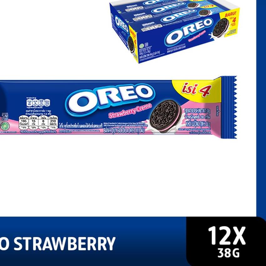 

T56⋆ Oreo Biskuit krim Strawberry 38g x12 Ready Banyak