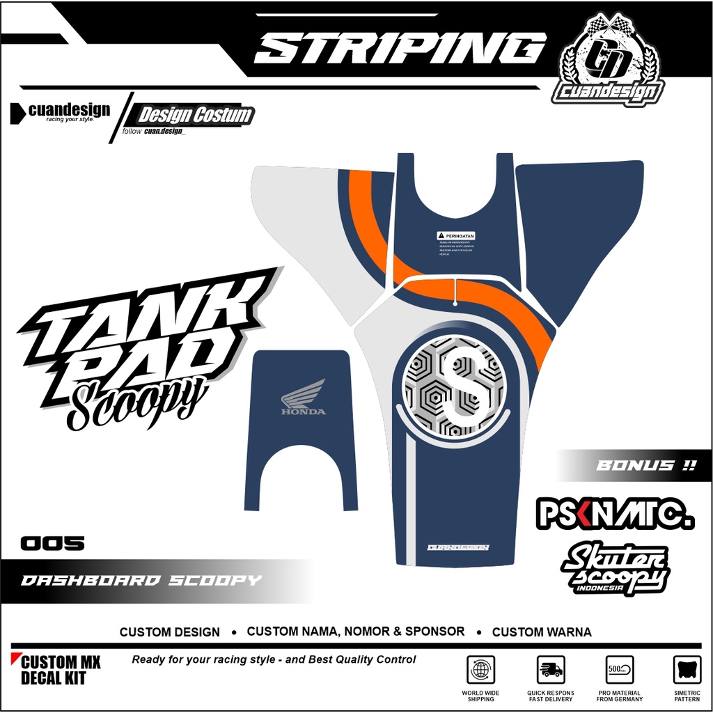 RK STIKER STRIPING PELINDUNG DASHBOARD / THANKPAD / DECKPAD MOTOR SCOOPY STICKER SCOOPY 2020 2021