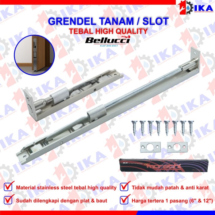 Grendel Grendel Tanam 6" & 12" / Selot Pintu Atas Bawah Sliding Geser Bagus