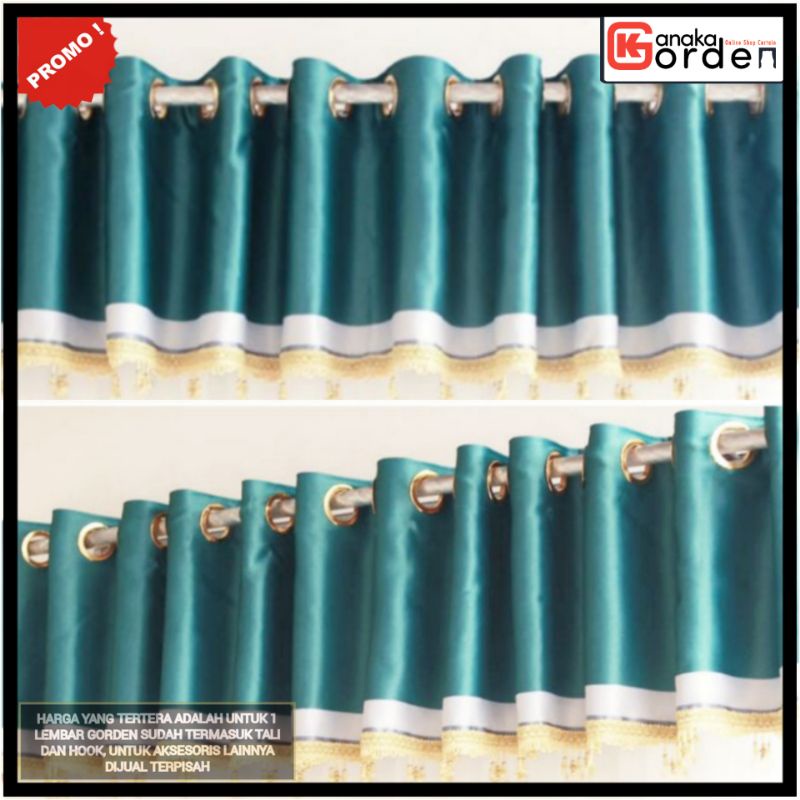 Gorden Poni Loster atas pintu bahan blackout warna cokelat hijau merah ungu hitam poni rumbay motif 