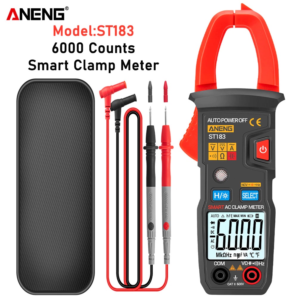 ANENG Digital Multimeter Voltage Tester Clamp - ST183 - Black