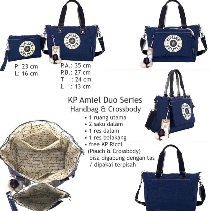 Best Seller tas kipling amiel set + slempang suprem import