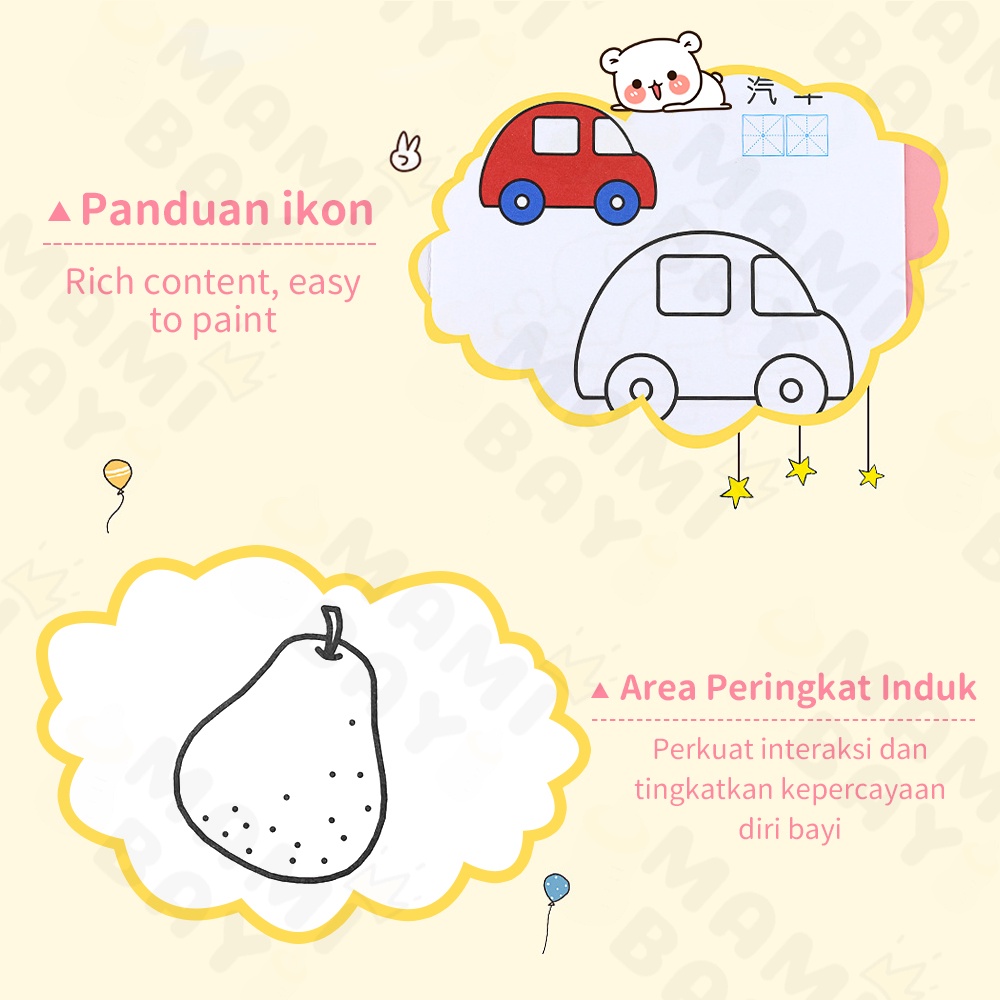 Mamibayi Buku edukasi mewarnai 8Pcs/Set Buku Gambar Mewarnai Anak Bayi