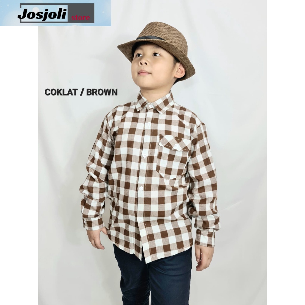 JOSJOLI_STORE/Kemeja Kotak Anak/Kerah KEMEJA Kotak Anak BTS Lengan Panjang/Fashion Anak