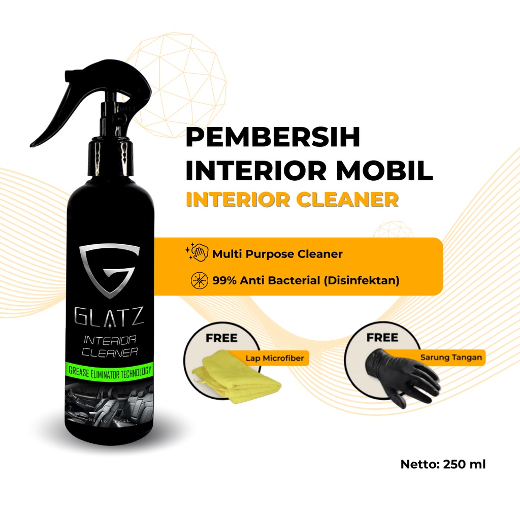 Pembersih Interior Mobil Penghilang Noda Plafon Jok Kain Kulit Bludru Fabric GLATZ Interior Cleaner