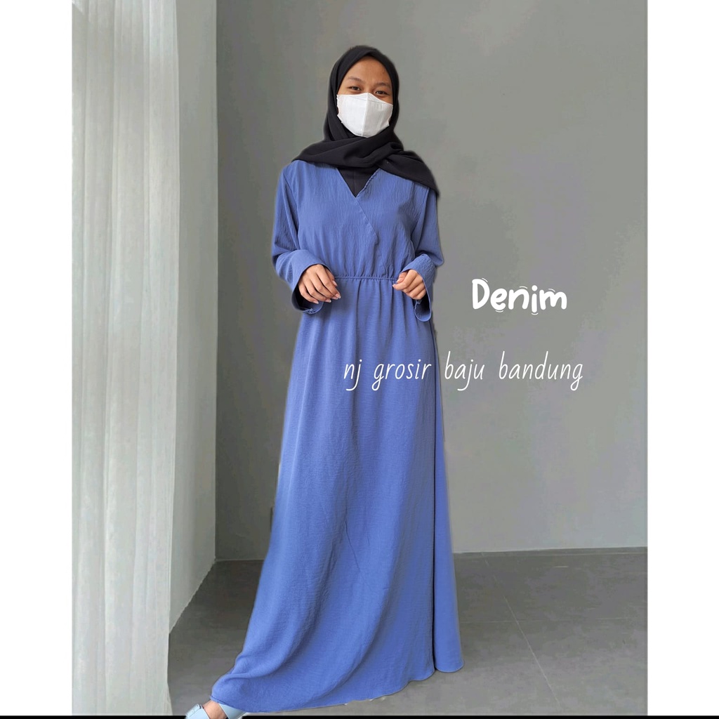 Dress wanita kekinian//dress wanita terbaru buat lebaran //gamis wanita bahan crinkle putih