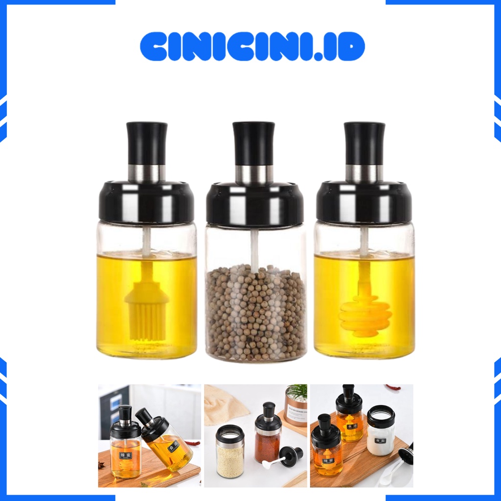 CINICINI Botol Bumbu kaca Tempat Bumbu Free Sendok