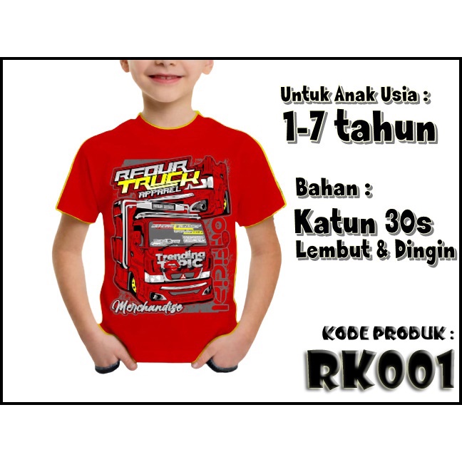 Kaos Truk Anak TRENDING TOPIC 2-7 Tahun Kaos Truk Oleng Anak Baju Atasan Anak Gambar Truck Lengan Pe