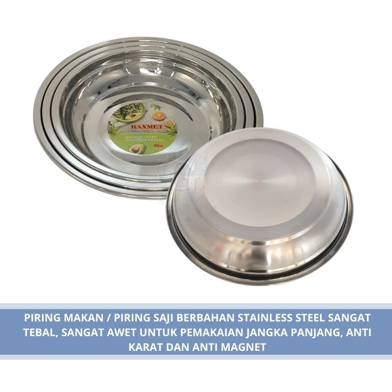 Pieing Makan / Piring Saji RM Stainless Steel Tebal High Quality