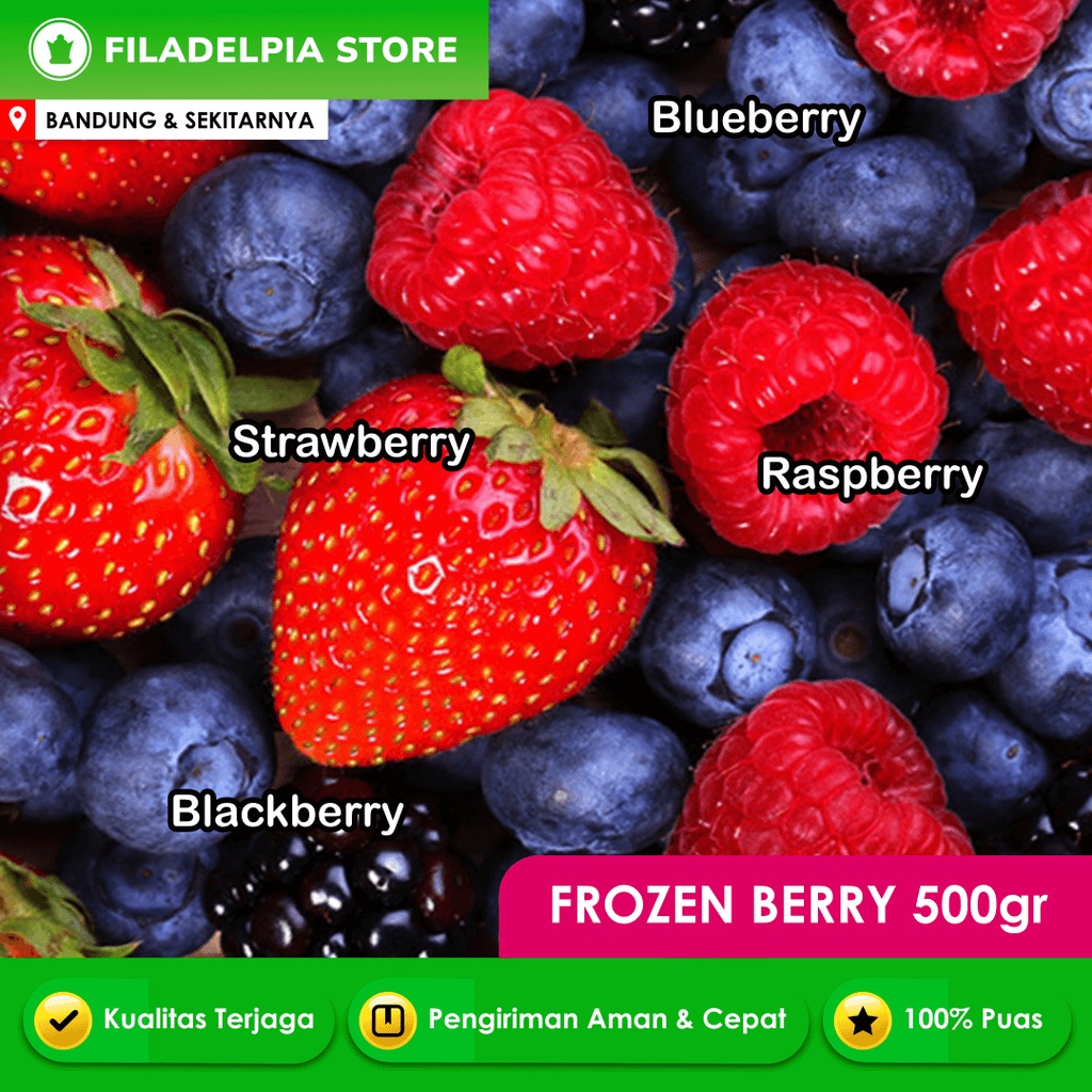 

Frozen Berry 500Gr Blueberry Raspberry Stroberi / Strawberry Bandung Buah Beku