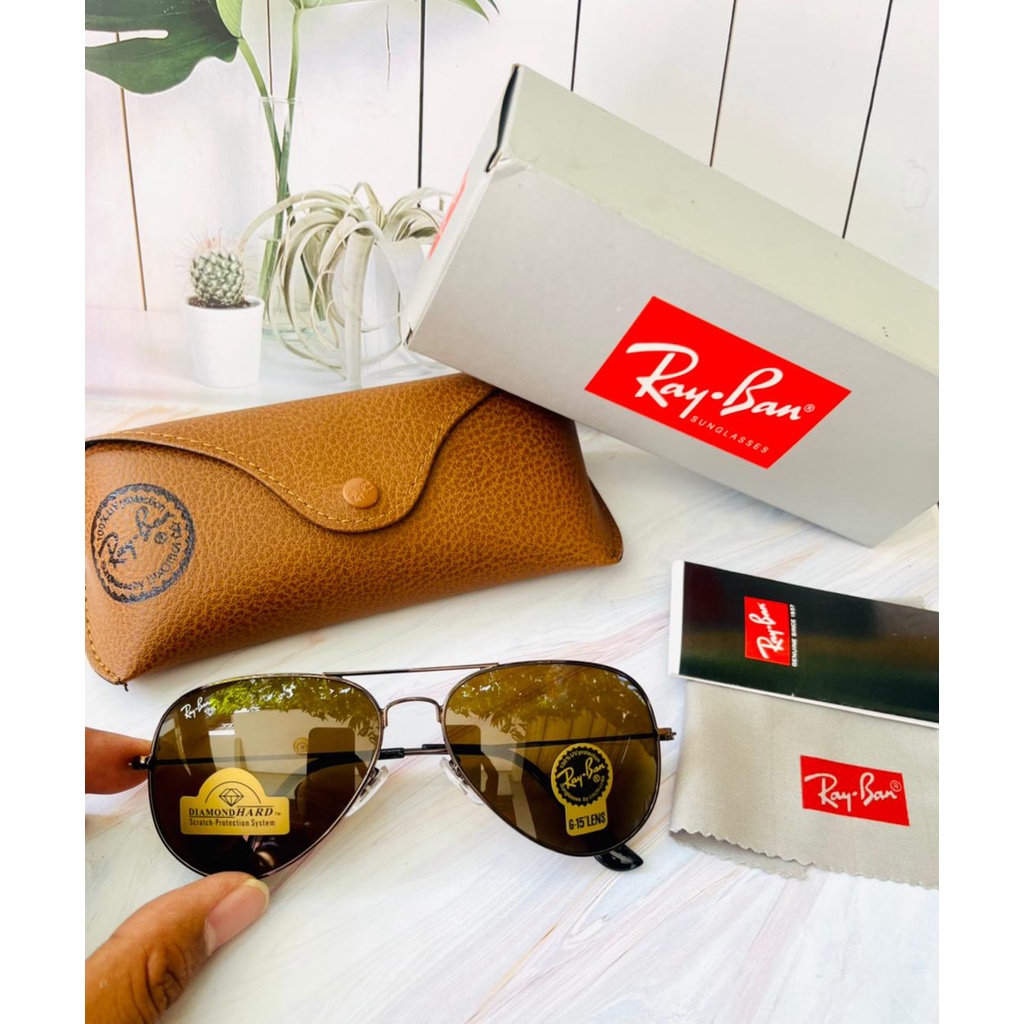 KACAMATA RAYBAN AVIATOR FULL COKLAT LENSA KACA