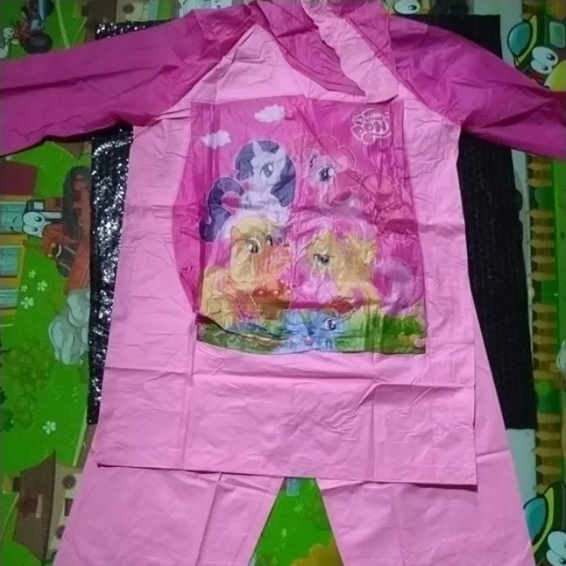 kuda pony stelan/jas hujan Little pony baju celana