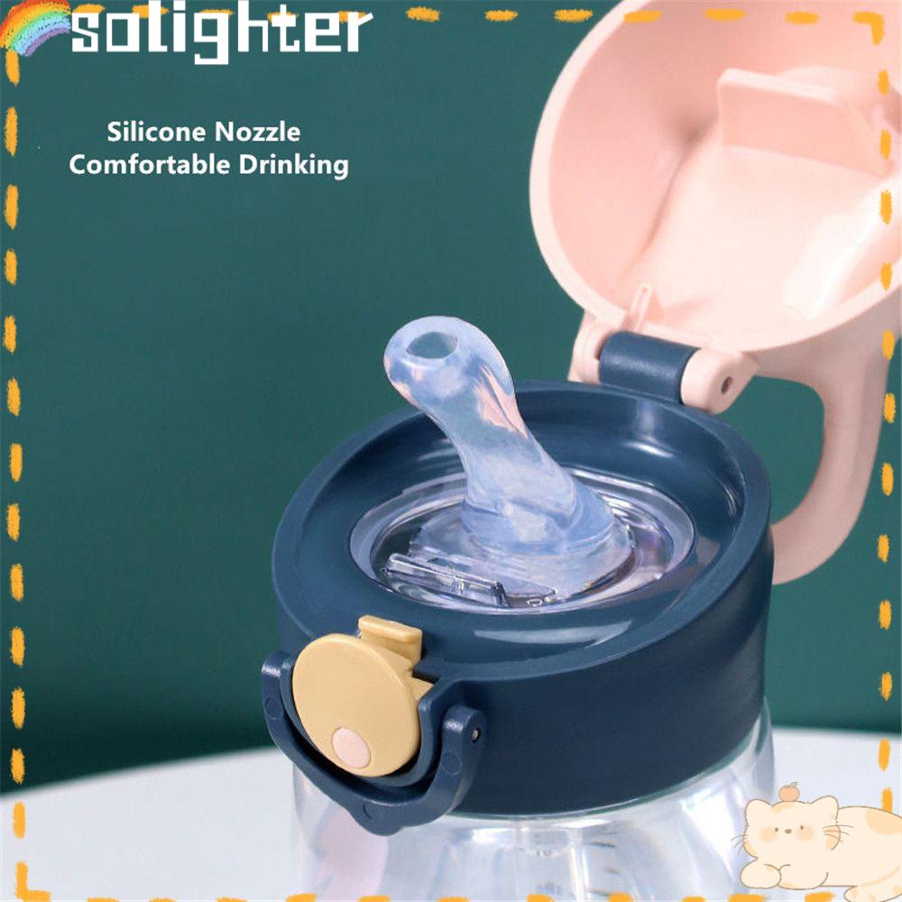 Solighter Botol Air Minum Portable Bahan Tritan Cangkir Air Kartun Tahan Lama