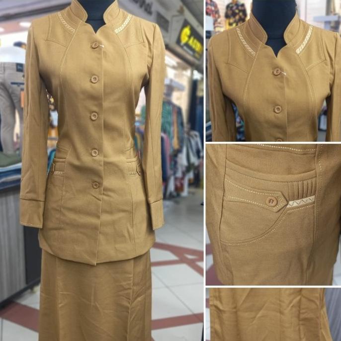 Set Blazer Baju Pemda Seragam PNS Wanita khaki keki muslim shanghai