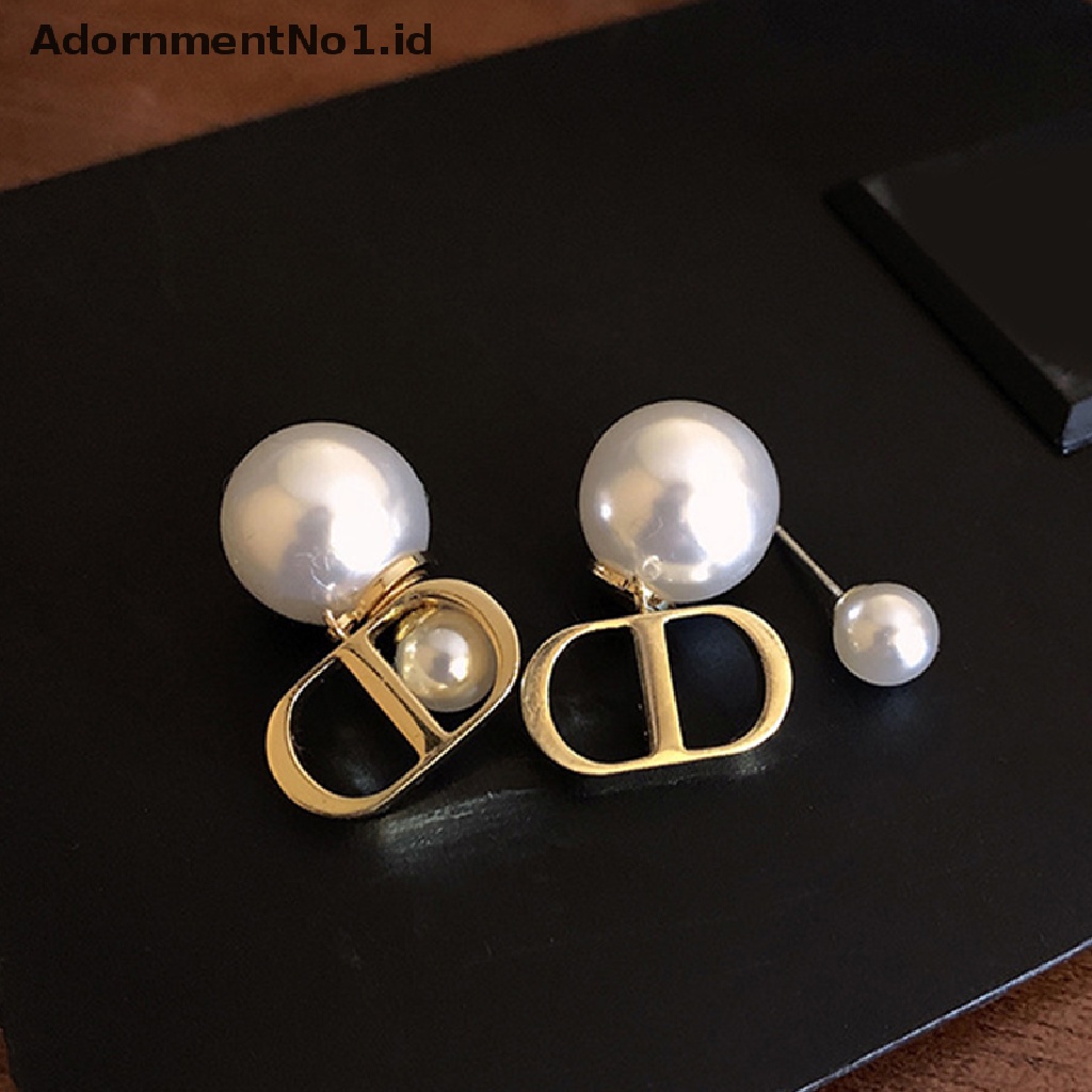 [AdornmentNo1] 1pasang Fashion Huruf Mutiara Anting Wanita Stud Earrings Gadis Pesta Natal Perhiasan Hadiah [ID]