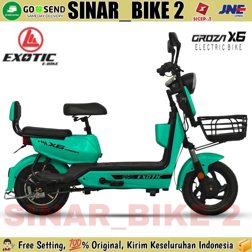 Sepeda  Listrik EXOTIC GROZA X6 500 Watt &amp;  COOLTECH 3.0 Electric E Bike 500 Watt Removable Battery