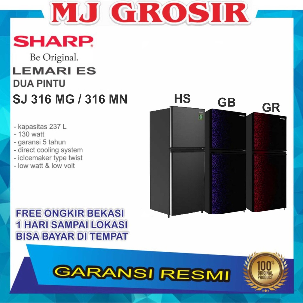 KULKAS SHARP SJ 316 MG 316 MN LEMARI ES 2 PINTU SJ316MG SJ 316MG