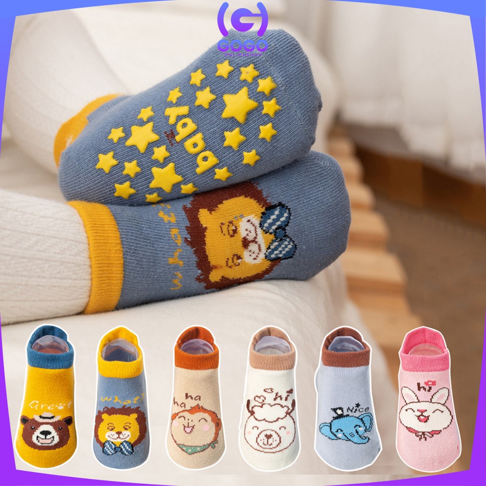 GOGO-P544 Kaos Kaki Anak Bayi Balita Animal Sock Anti Slip Unisex 0 3 tahun / Kaus Kaki Bayi Pendek Baby Socks Anak Laki Laki Perempuan Anti Licin