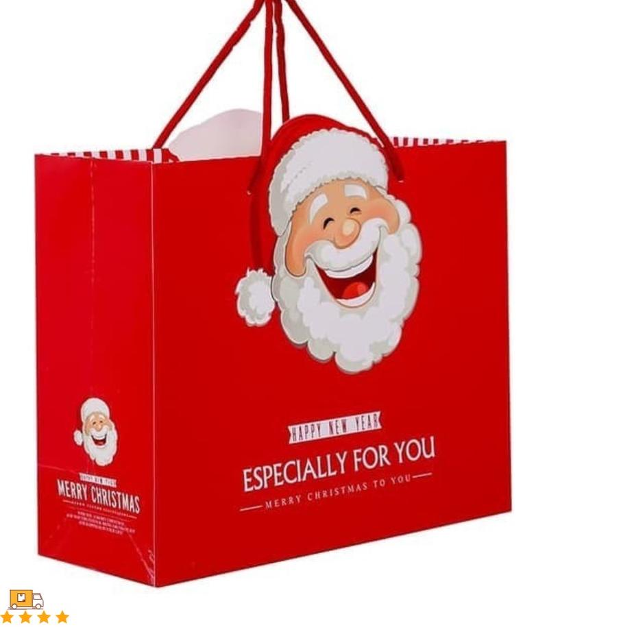 

DNL877 kantong hadiah santa XL paper bag x'mas, paperbag tema natal , KANTONG GIFT NATAL ||