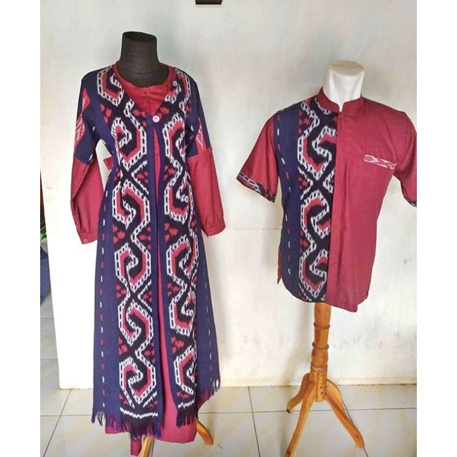 Couple Kemeja & Gamis Tenun Kombinasi Toyobo