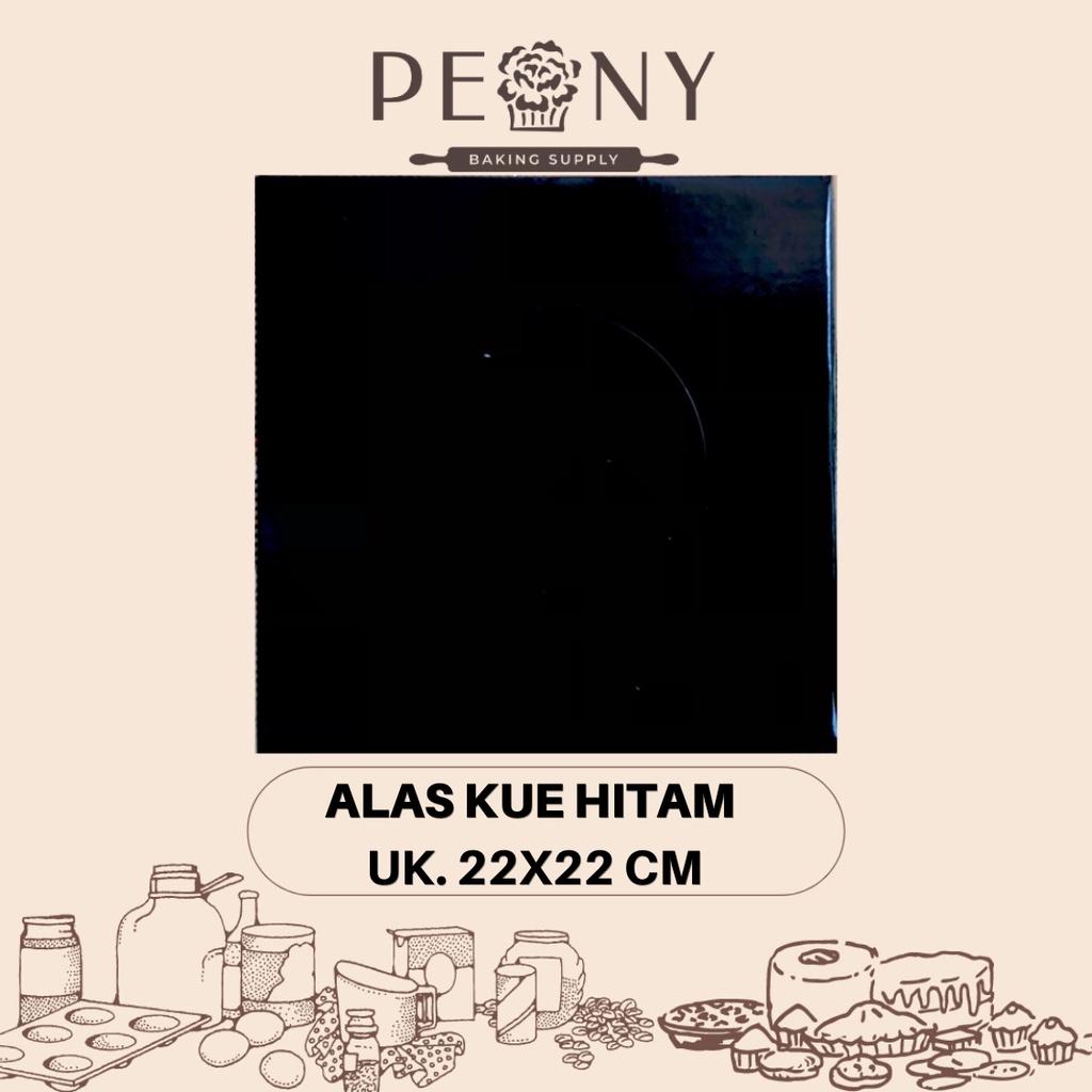 ALAS KUE TATAKAN TART POLOS PUTIH, HITAM 22X22 CM (1 PCS)| GROSIR MIN.10 PCS