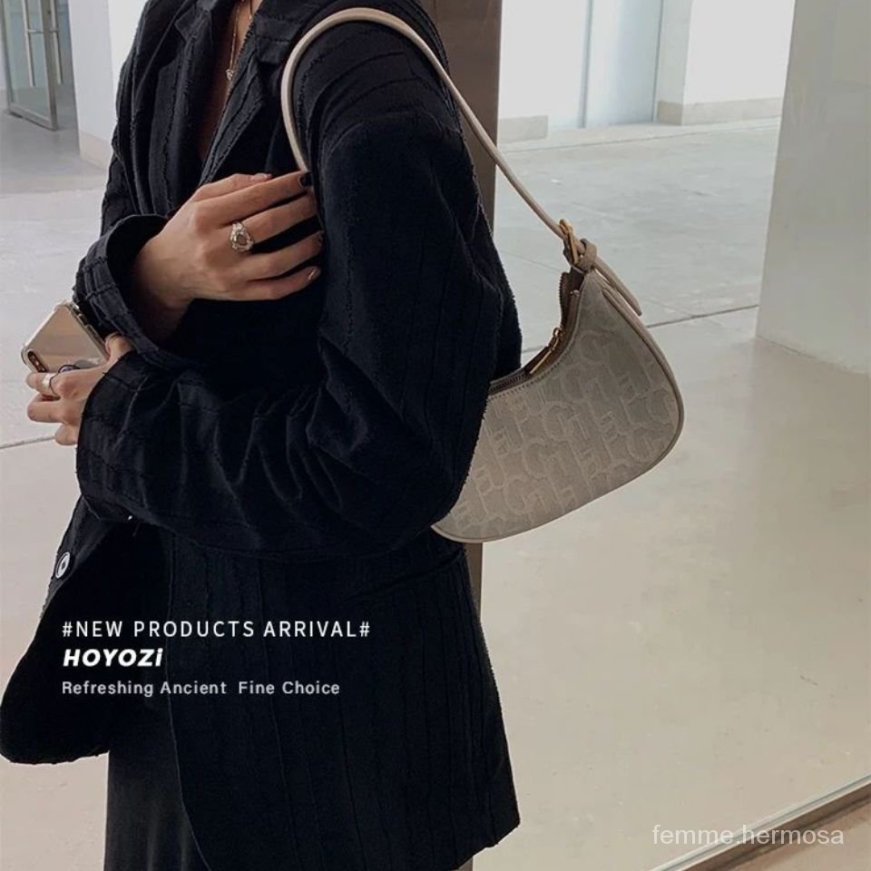 PU niche vintage kanvas baguette tas ketiak perempuan musim gugur musim panas 2023 tas bahu baru-6
