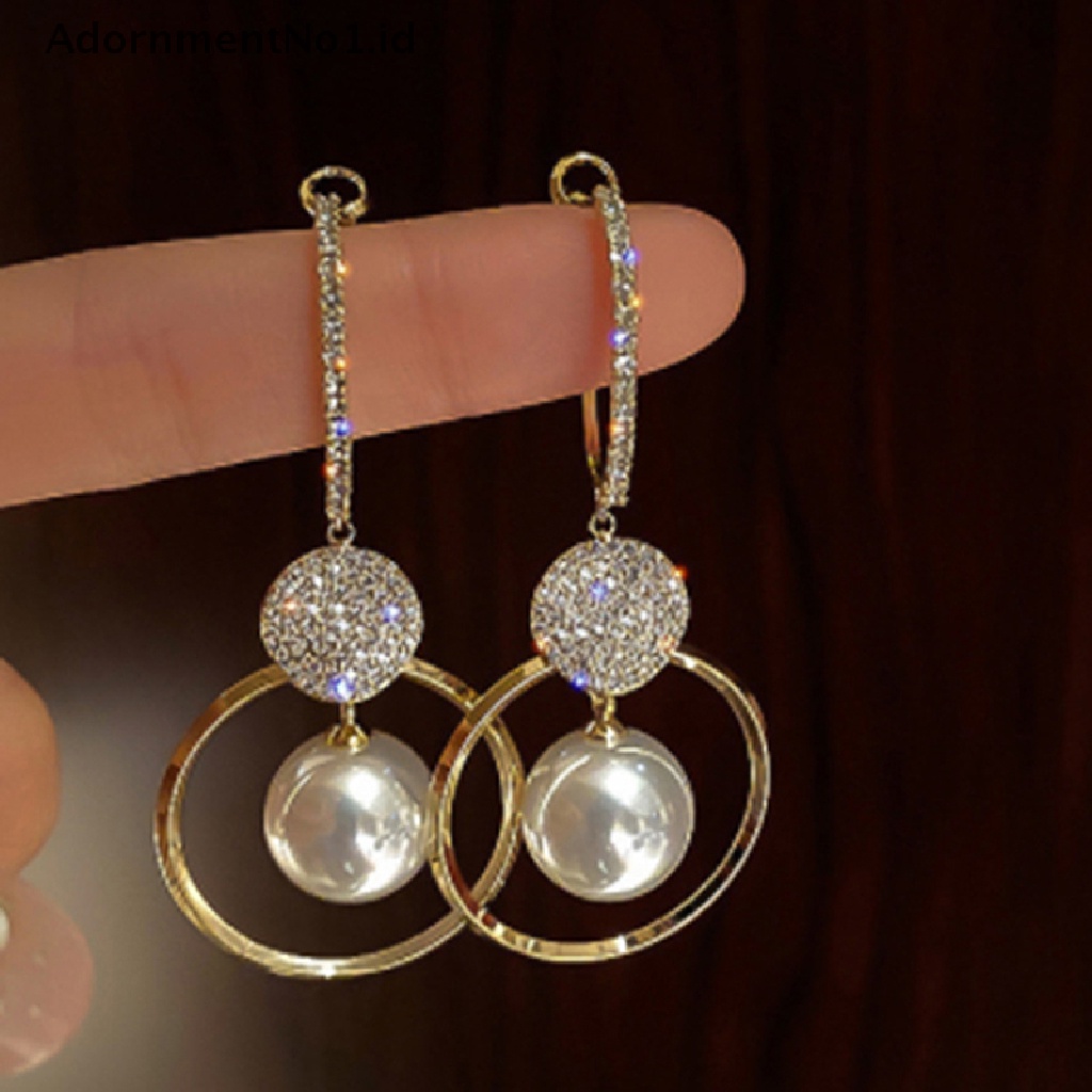 [AdornmentNo1] Anting Drop Mutiara Imitasi Korea Fashion Baru Untuk Wanita Oversized Earring [ID]