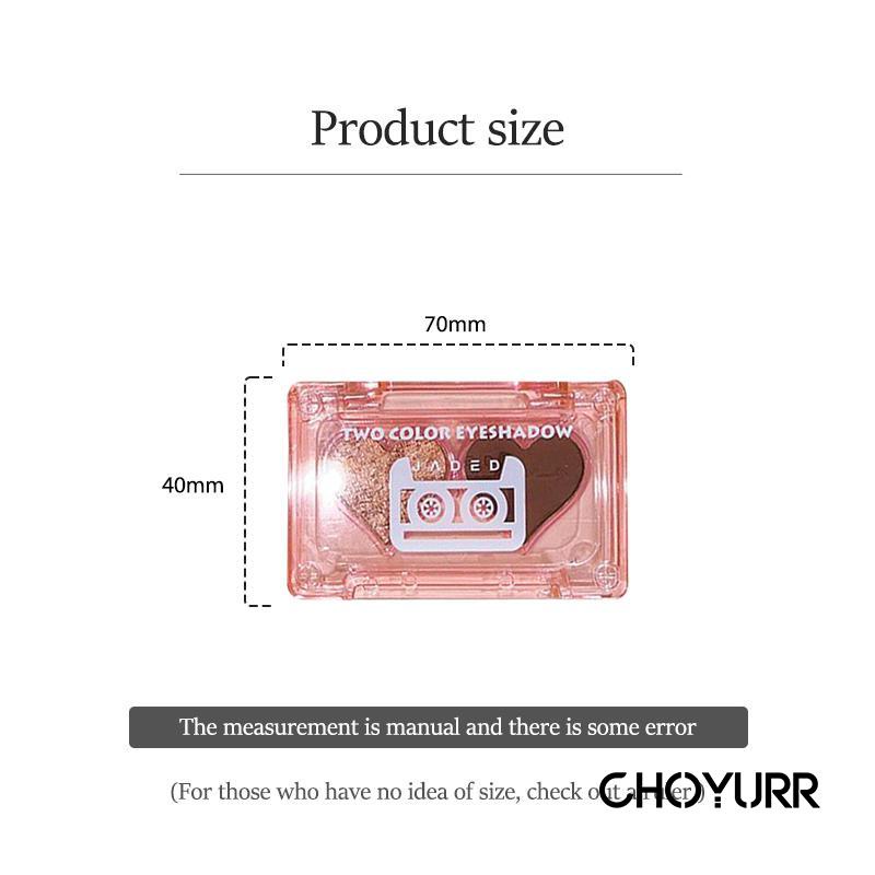 【COD】Eyeshadow Palette 2 Warna Highlighter / Blusher Matte Pearlescent Eye Shadow Hati Glitter Powder Tahan Lama Makeup Berbentuk Portable-CH