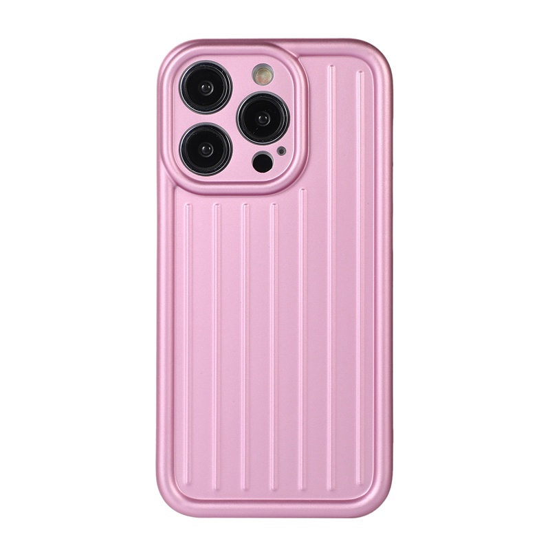 IPHONE Casing Pelindung Plating Pink Terang Kualitas Tinggi Untuk Iphone14 11 12 13 Pro Max 14Plus Casing Pelindung Lensa Lubang Halus