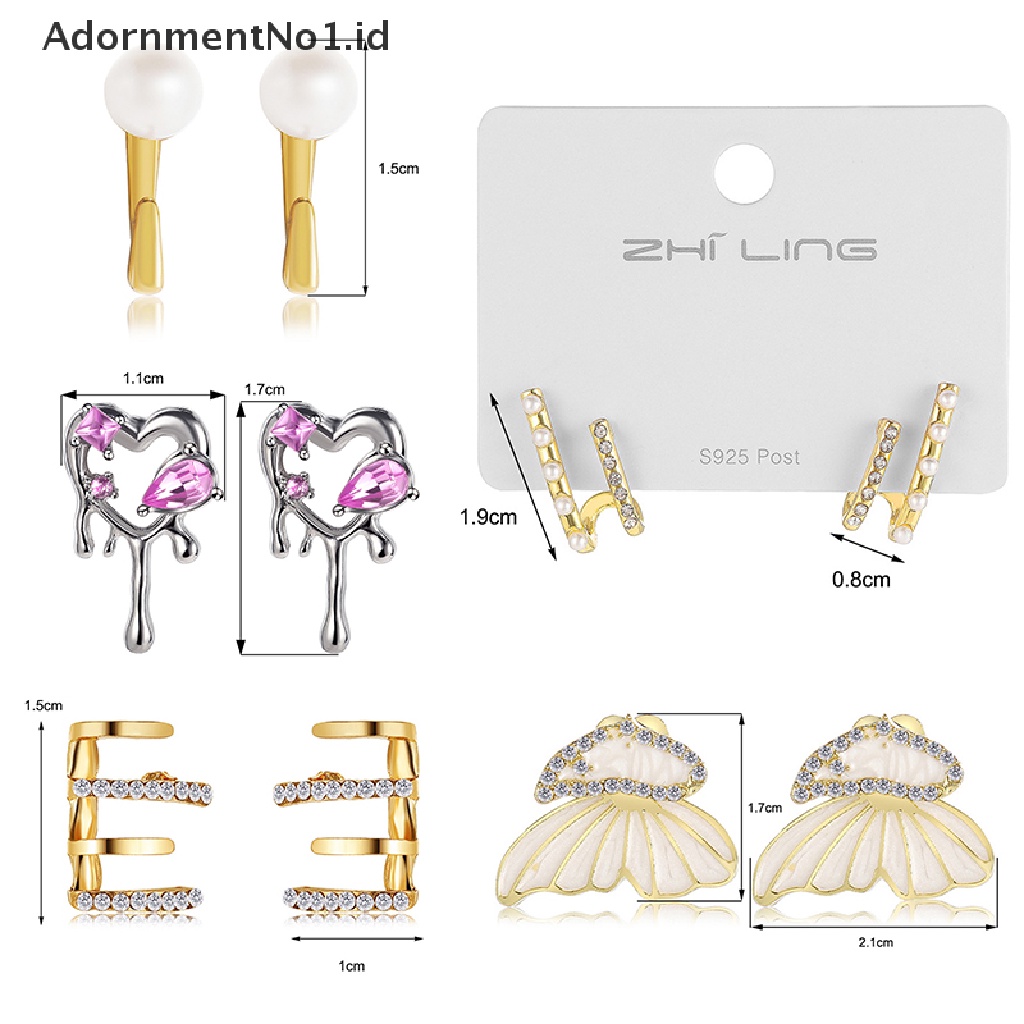 [AdornmentNo1] Korea Mutiara Zirkon Anting Unik Berlian Imitasi Mengkilap Stud Earrings Hadiah Pernikahan [ID]