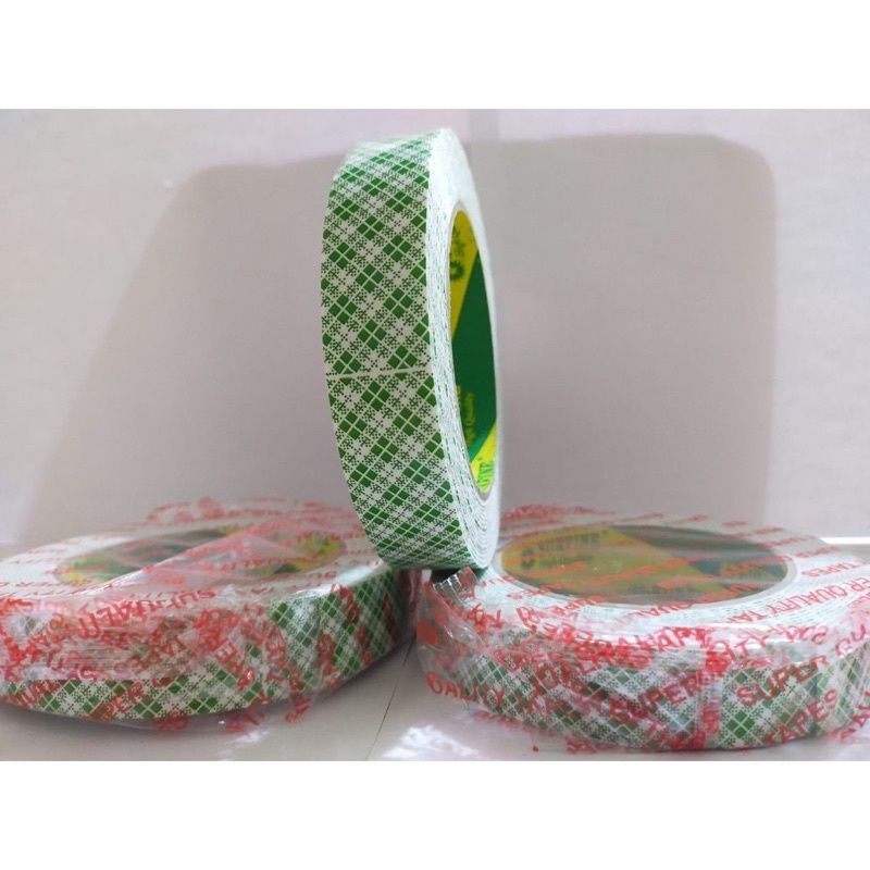 Double Tape Busa 24mm*8Yard Isolasi Double Tape Foam Hijau Batik