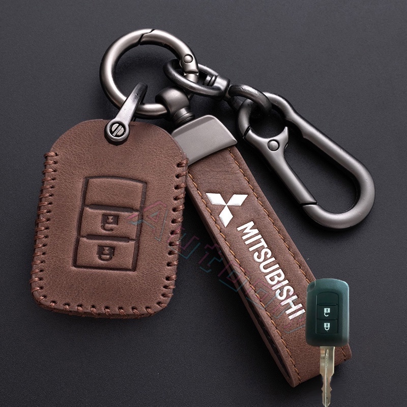 [Ready Stock] Case Kunci Kulit Untuk Mitsubishi Mirage Xpander Triton Attrage Lancer Montero Strada GLX
