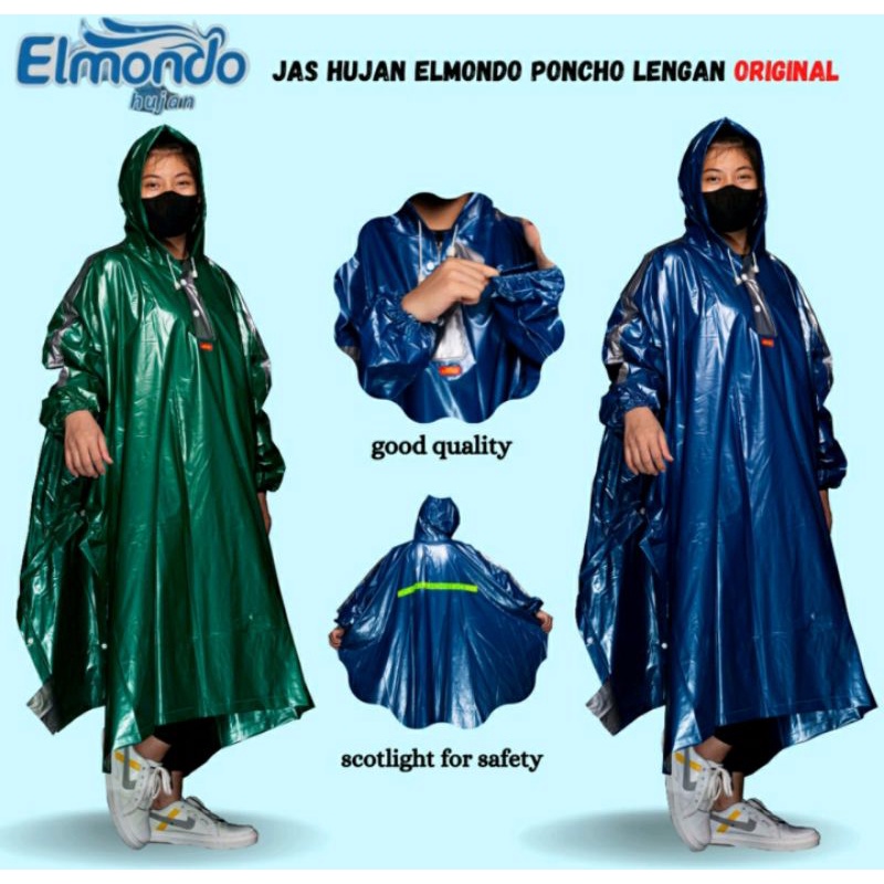 Elmondo 703 FUNTASTIC / Jas hujan ponco lengan jumbo Big Size / Mantel hujan ponco lengan