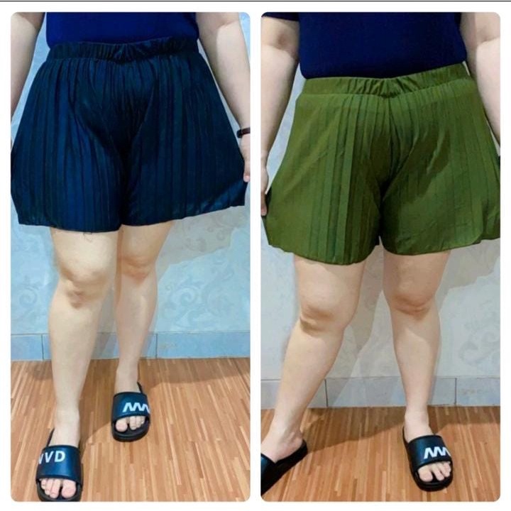 CELANA PENDEK SANTAI WANITA//HOTPANT PLISKET JUMBO POLOS MAX BB 70KG