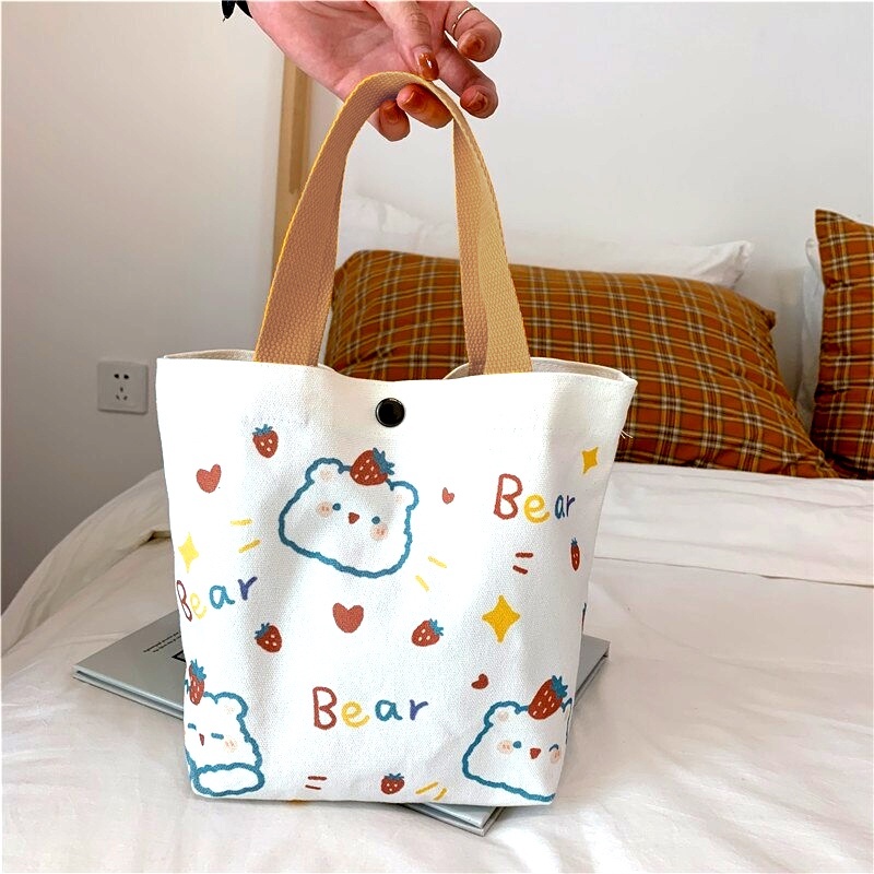 CHIRO Hand bag Tote Bag Tas Canvas Jinjing Baggy Happy Bear Wanita Korean kanvas Stylish Totebag Tas Wanita Mini Duck Lucu Elegan Aesthetic Fashion Korea Style Chikoisme