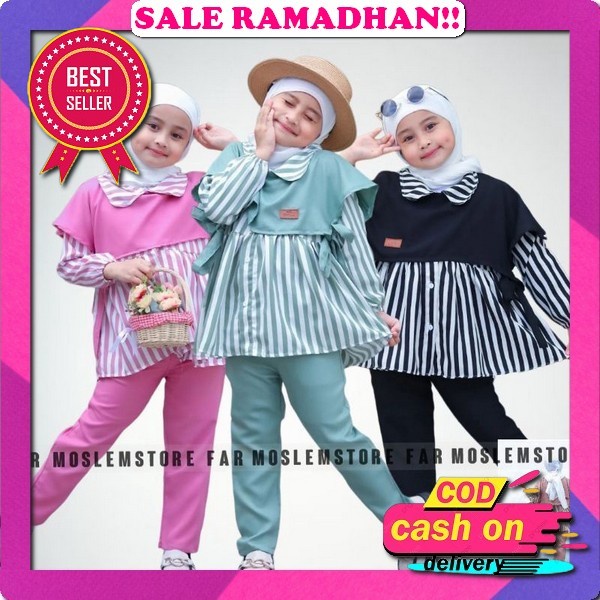 [Alodia Kids] Jiyeon Set Anak 1-6 Tahun Bahan Crinkle Setelan Anak Perempuan Import Stelan Cringkle 