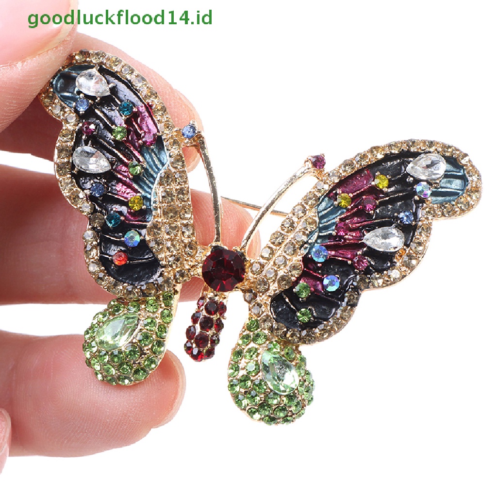 [GOOGFOUR] 1pc Elegan Pesona Kupu-Kupu Bros Wanita Berlian Imitasi Besar Butterfly Pins [TOP]