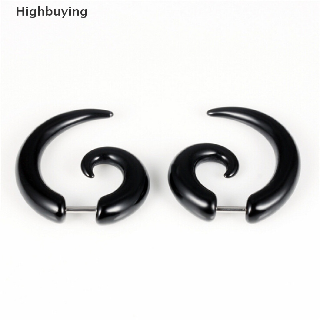 Hbid Fashion Keren Punk Stud Earrings Rock Pria Hitam Anting Wanita PVC Anti Alergi Earrings Glory