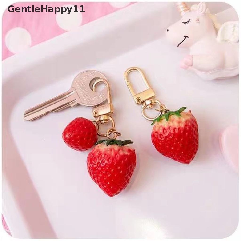 Gentlehappy 1Pc Strawberry Keychain Simulasi Buah Gantungan Kunci Mobil Gantungan Kunci Cincin Siswa Tas Ransel Liontin Hadiah Anak Aksesoris Gantung id