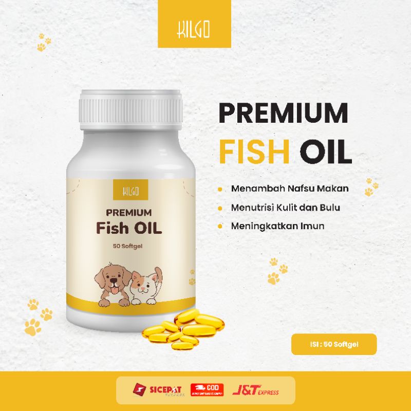 Kilgo Premium Fish Oil - minyak ikan kucing anjing - vitamin kucing anjing 50 softgel