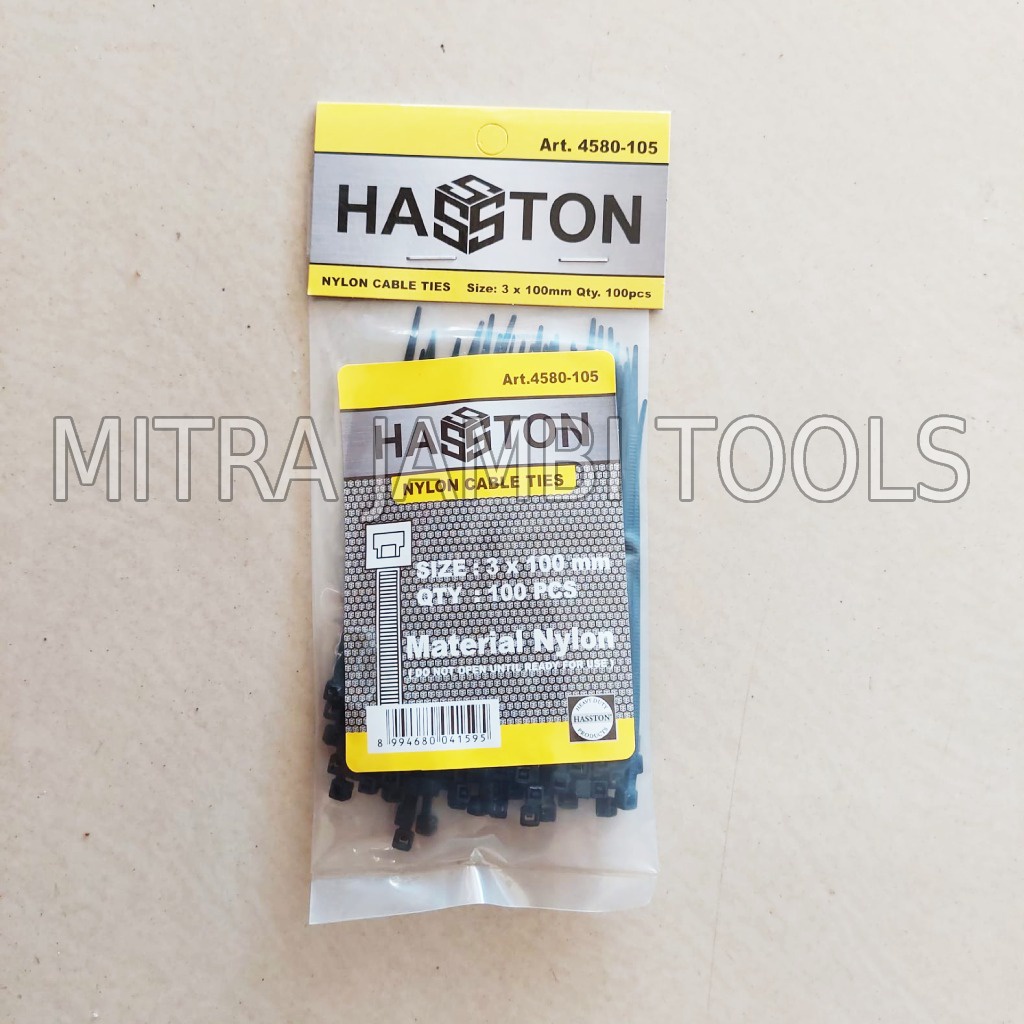 TALI IKAT TIES HASSTON  / KABEL TIES HITAM TEBAL 3 MM X 100 MM