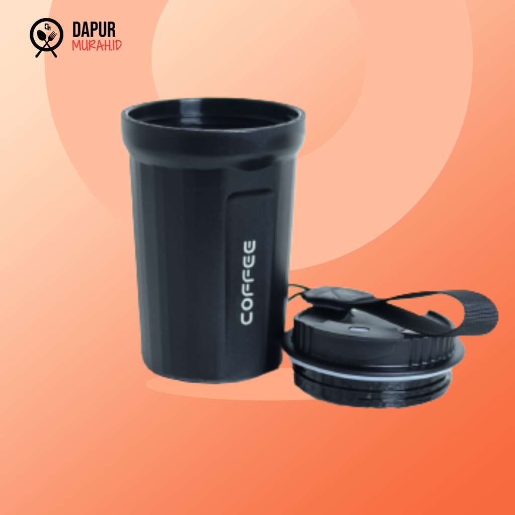 DM - Tumbler Termos Gelas Mug Kopi 501 ML Plastik Hitam Size Travel Anti Tumpah Dingin Hangat Vacuum Kedap Udara