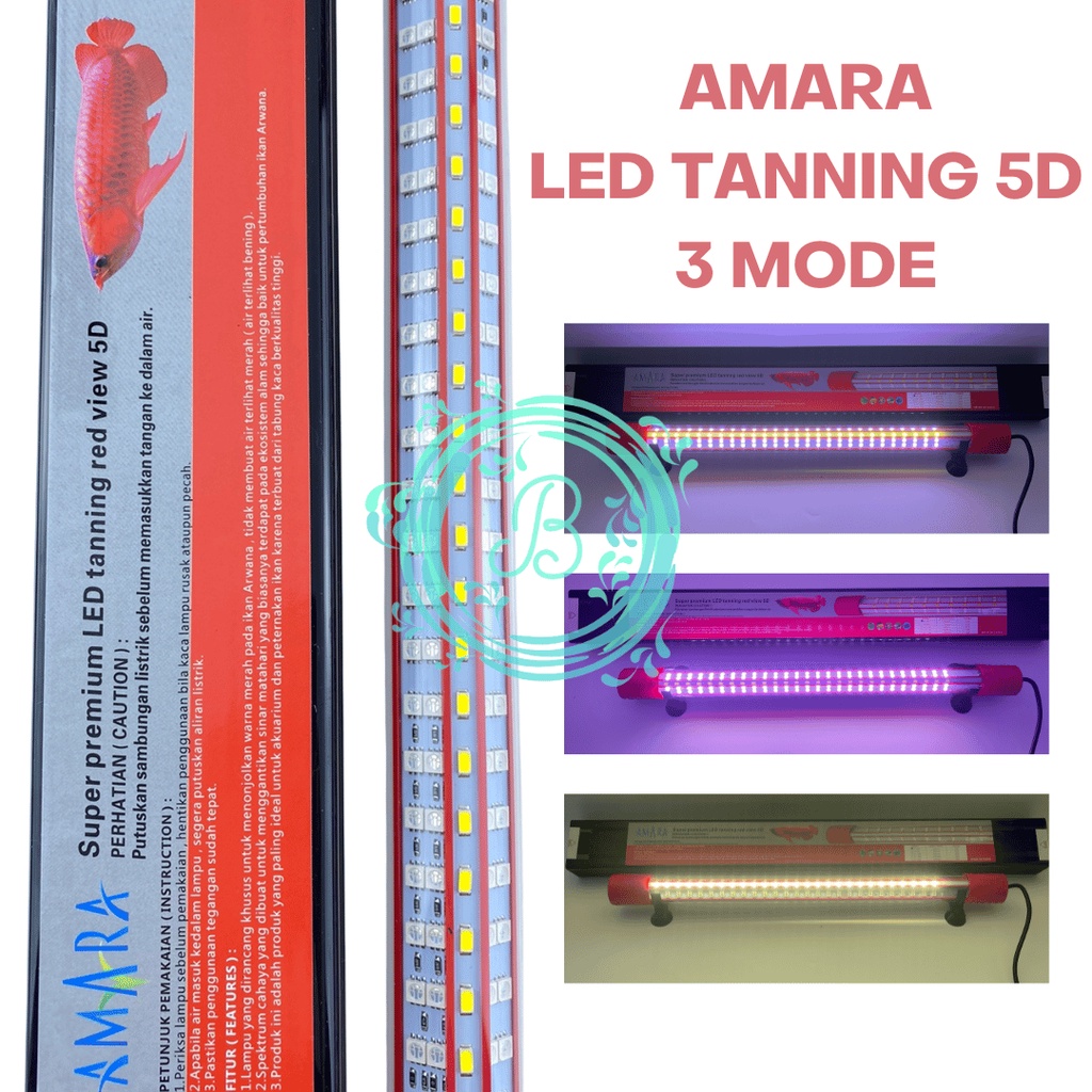 LED TANNING 5D 3 MODE AT 600 50CM AMARA SUPER PREMIUM RED VIEW Lampu Taning Ikan Warna Merah Arwana 