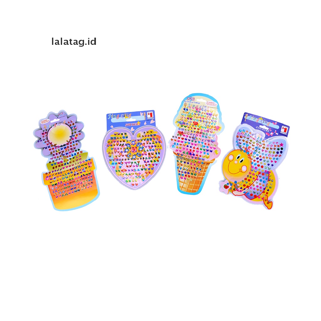 [lalatag] 4pcs/set Wonderful Anak Stiker Anting Kartun Reward Kristal Stiker Mainan Grosir [ID]