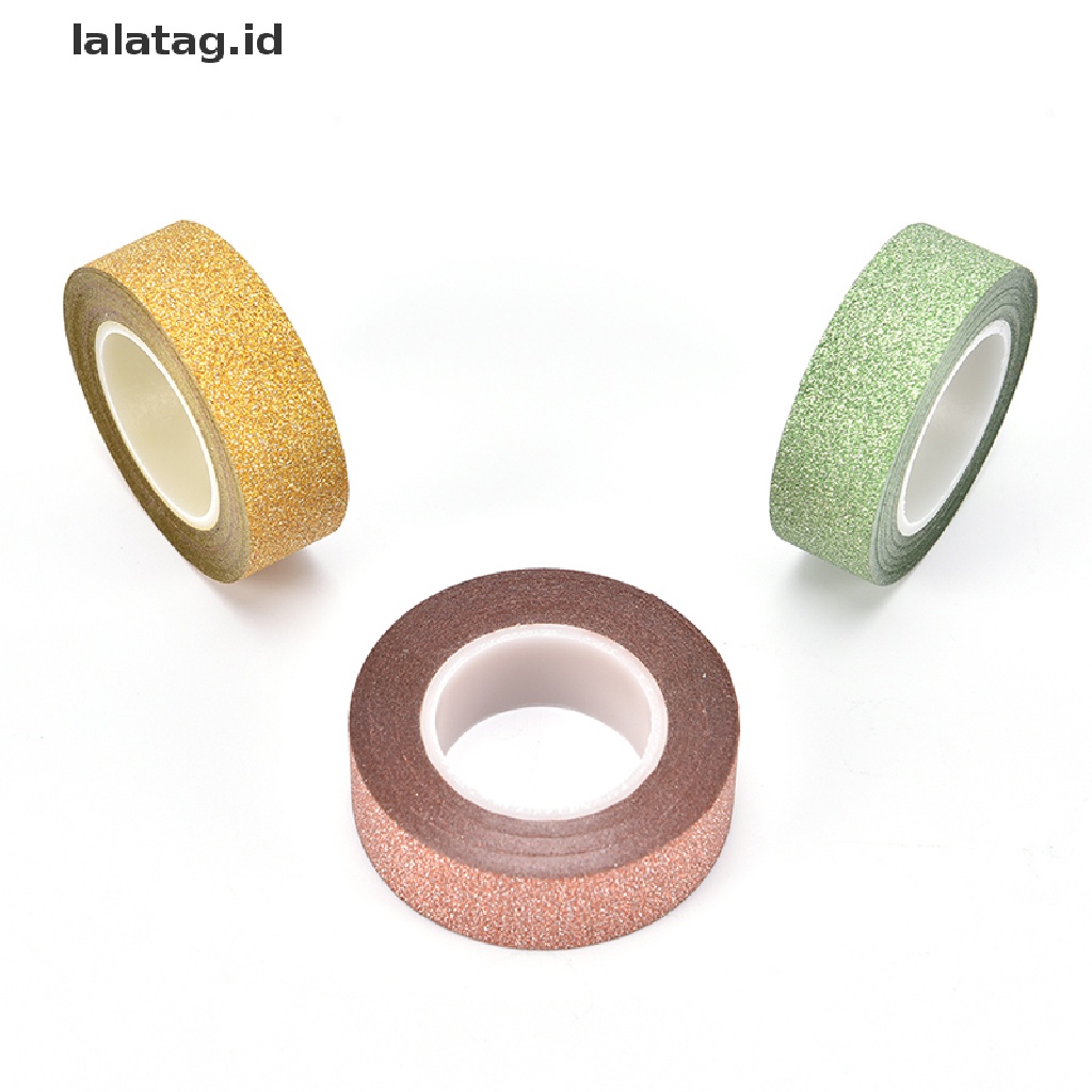 [lalatag] 10m glitter washi y paper ing tape label Perekat diy craft Hias [ID]