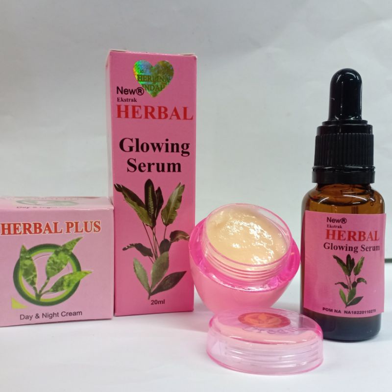 Paket 2 pcs | Herbal Plus Cream &amp; Serum Glowing