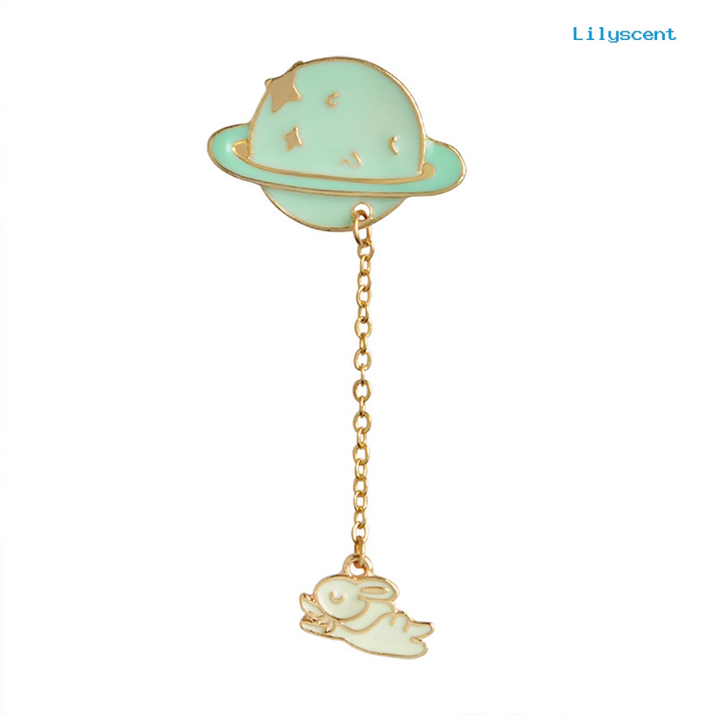 [LS] Unisex Fashion Kelinci Astronot Liontin Planet Bumi Lencana Bros Pin