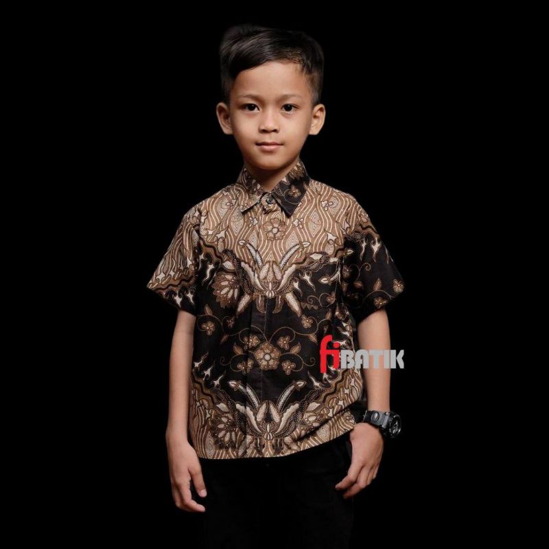 Couple Batik Ayah Dan Anak Laki-laki // Kemeja Batik Pria Dewasa Dan Anak Cowok Motif Keris Coklat Warna Hitam coklat  Motif Keris Coklat