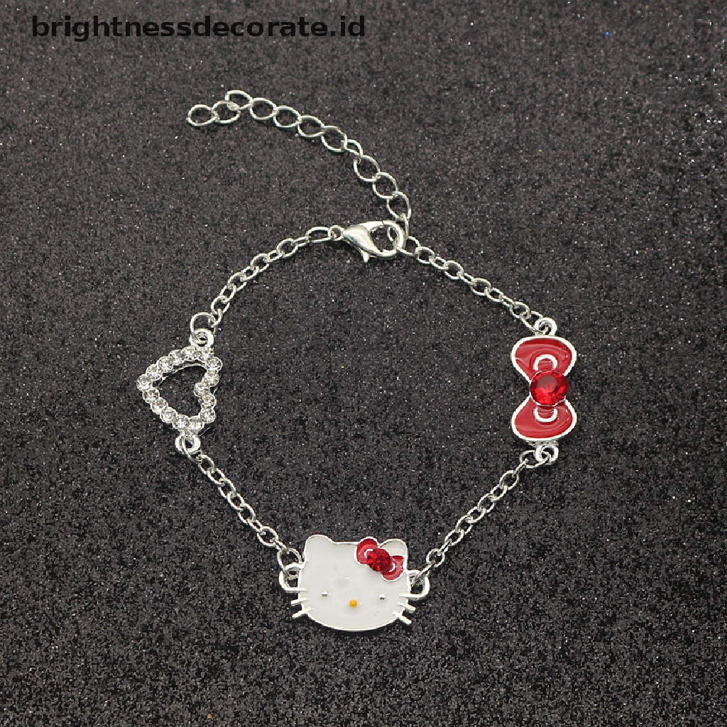 [Birth] Kitty Gelang Stainless Steel Charm Kartun Gelang Untuk Wanita Gadis Anak [ID]