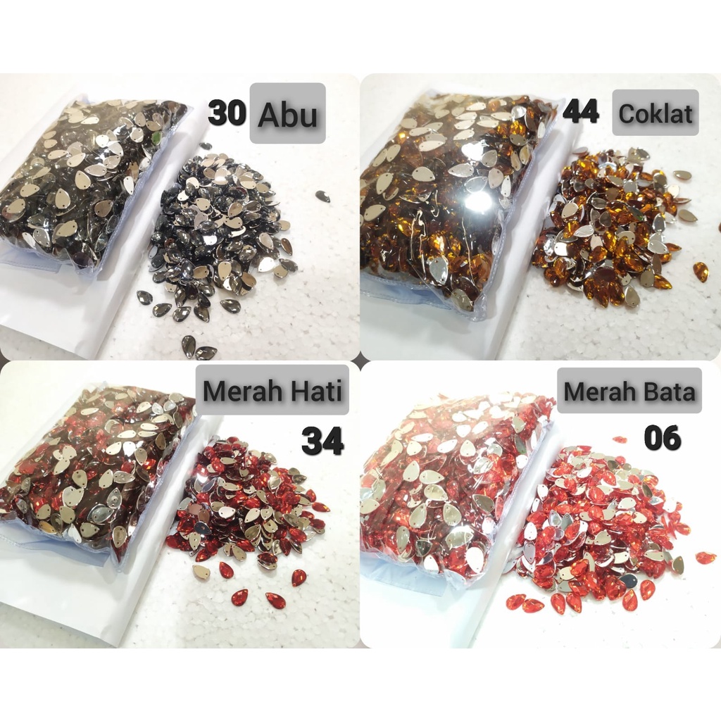 Payet / Diamond Kristal Akrilik Jahit Grade A Tetes 8x13, 100 pcs